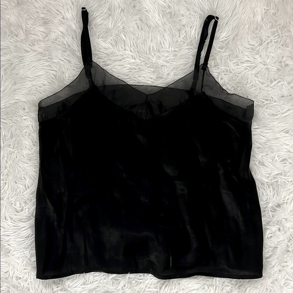 Black Mesh V Neck Tank